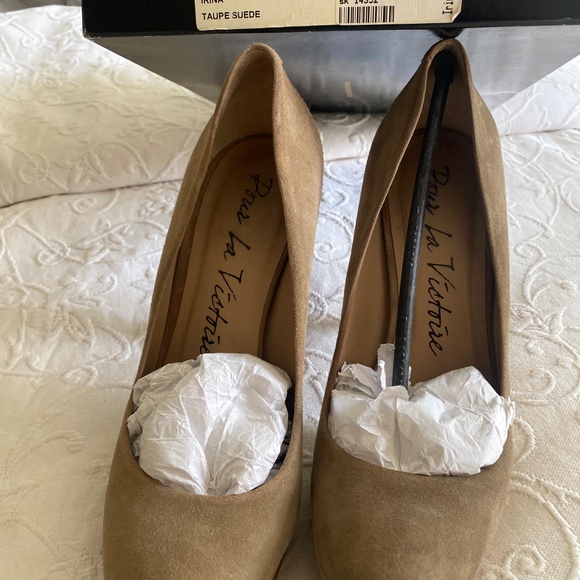 Pour la Victoire taupe suede platform stilettos 7.5 - Picture 6 of 6